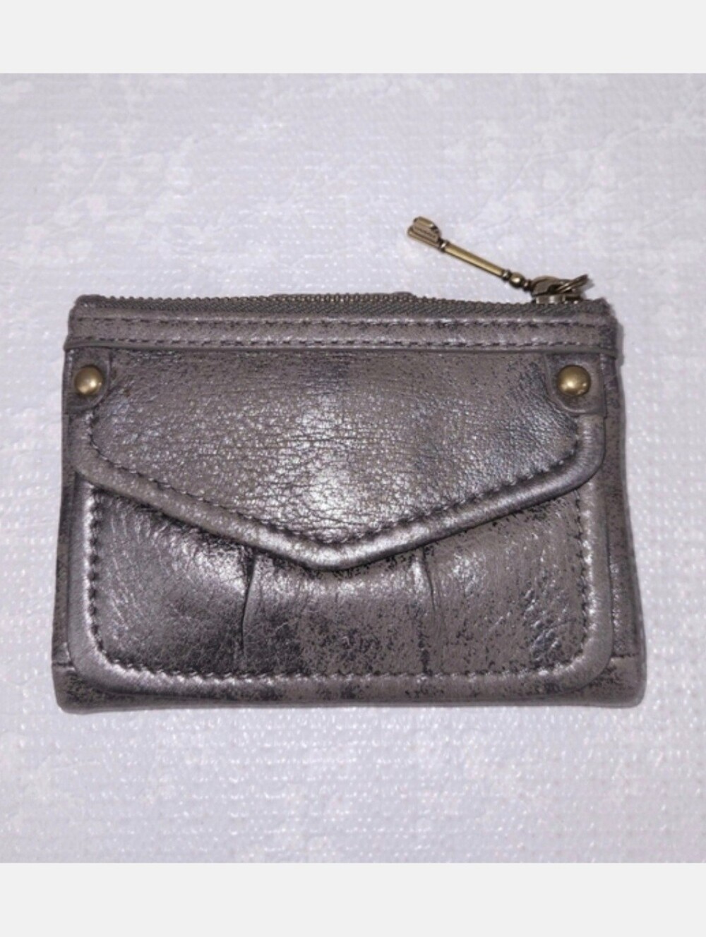 FOSSIL Metallic Distressed Leather Wallet